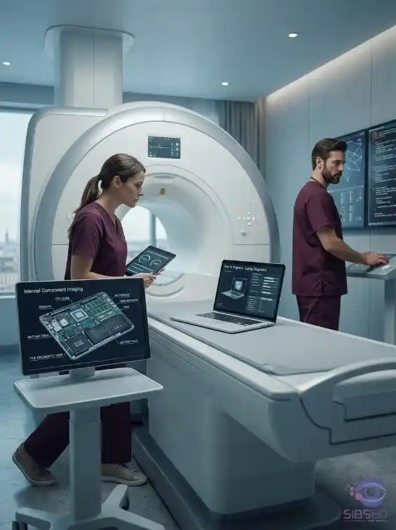 Ordinateur passé au scanner pour illustrer le diagnostic d’un site web